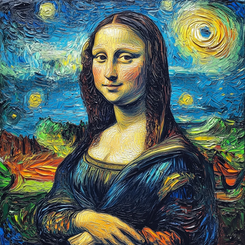 蒙娜丽莎梵高风格肖像