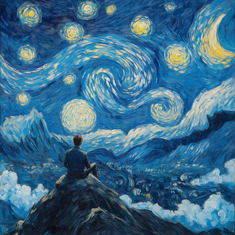 山顶夜空星云云海