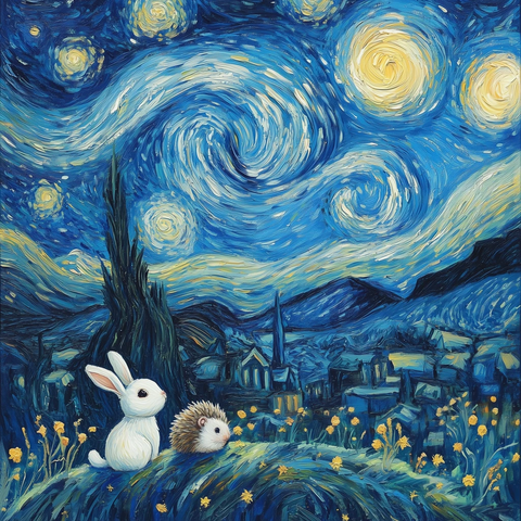 星夜中的动物乐园