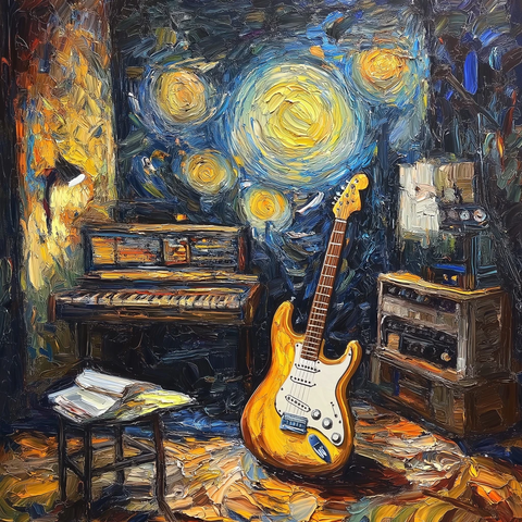 工作室吉他场景