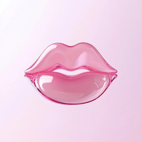 粉色液体水滴微笑唇部特写