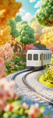 白色列车与桂花树河流