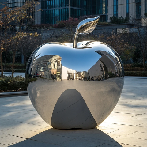 不锈钢苹果雕塑户外展示