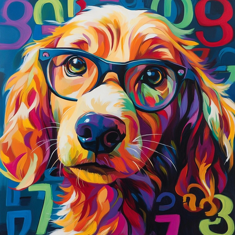 数学狗戴眼镜数字背景