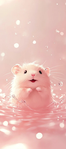 小仓鼠游泳粉色水花