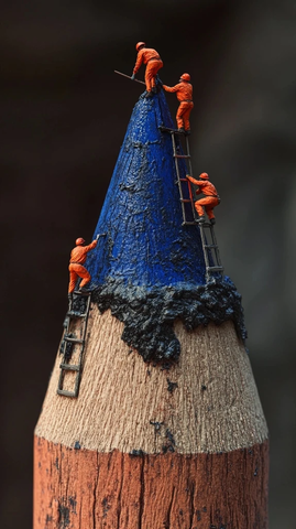 巨型木铅笔蓝色笔尖涂装