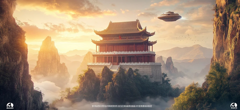 云雾山中古建上空现神秘飞碟景象