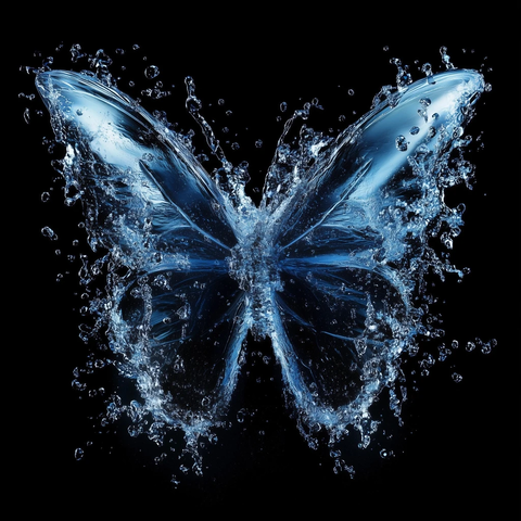 水蝴蝶翅膀水花冰晶细节
