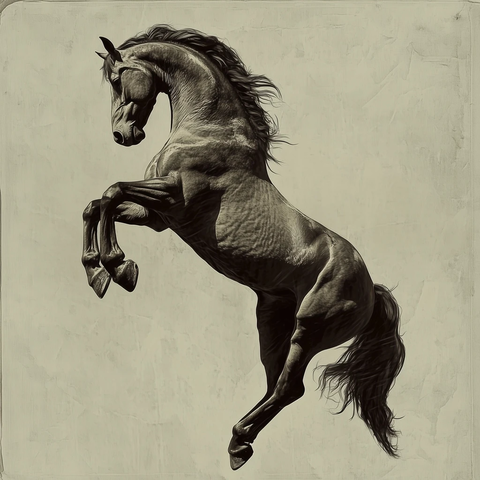 马站立后腿前腿悬空