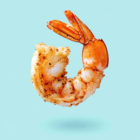 飞天炸虾蓝色背景