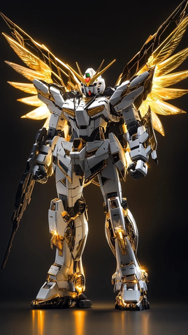 黄金白金属高达模型战斗姿态