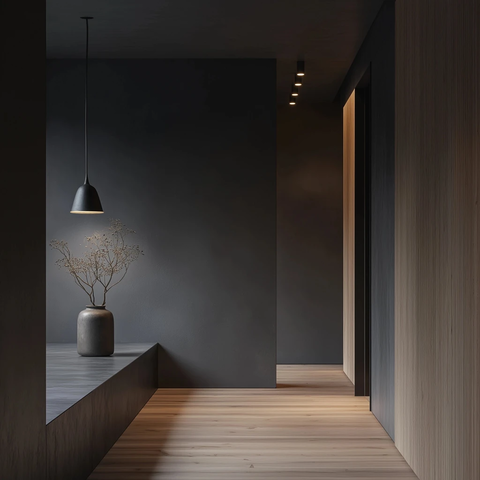 暗色调走廊空墙背景