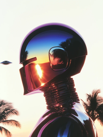 机器人凝视未来日落