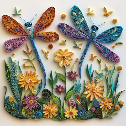 花园蜻蜓纸艺卷曲