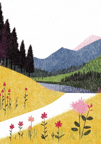 晨光中的河谷与绿植