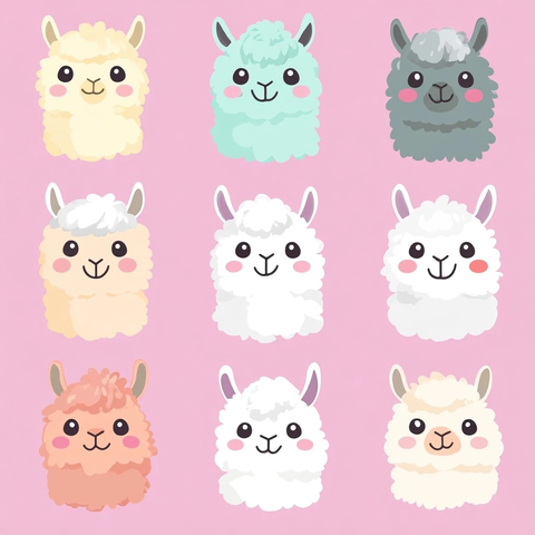 可爱表情羊驼插画