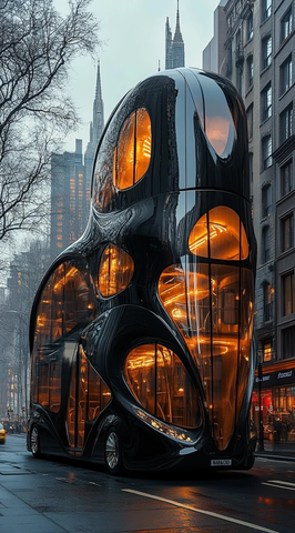 城堡造型双层巴士街道