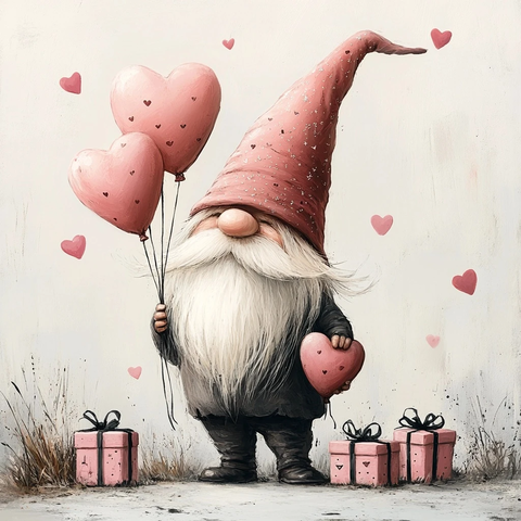 情人节日气球小矮人插画
