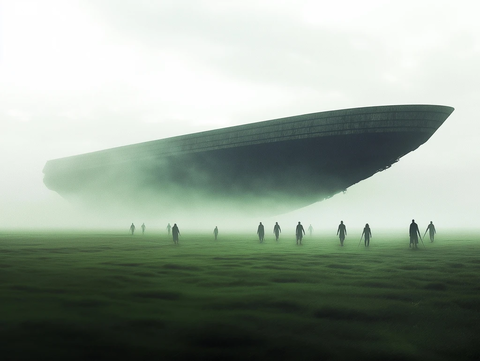 黑钢飞船降落绿色星球