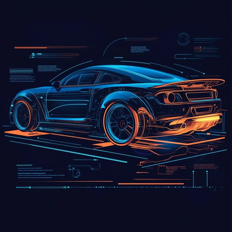 汽车硬件诊断矢量插图