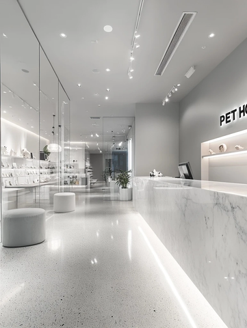 白色大理石宠物店前台