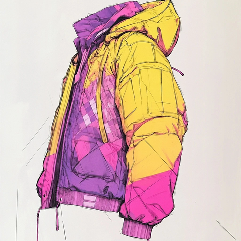 黄色袖套连紫色外套