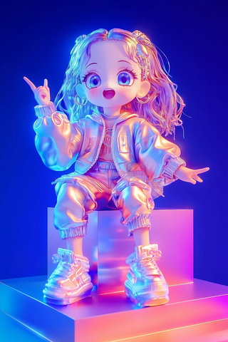 女孩演讲舞台场景