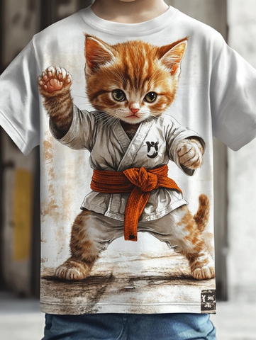 男孩穿猫猫功夫恤