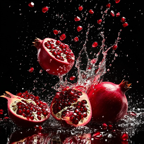 石榴溅水黑色背景