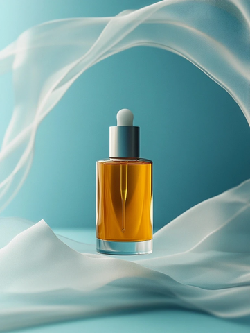 低角度拍摄悬浮油与飘带