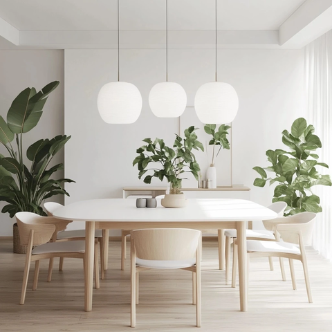 白色木质六人餐桌内置储物