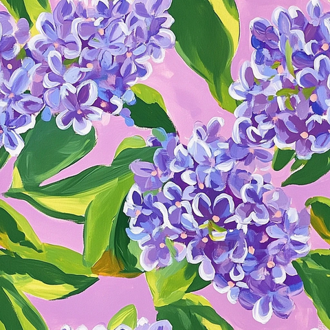 紫丁香水粉画丽莉普利策风格