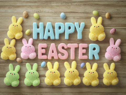 彩绘复活节兔子庆祝木板背景