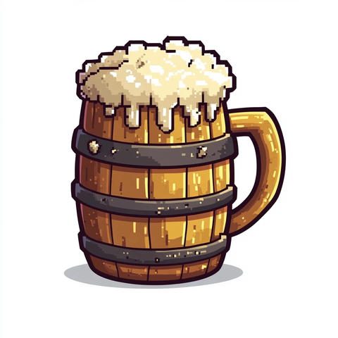 木杯啤酒像素风格图标