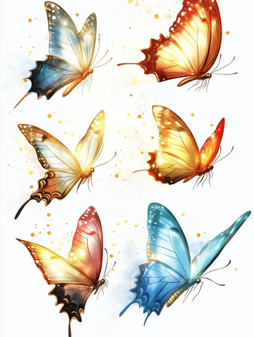 神话蝴蝶飞舞纯白背景