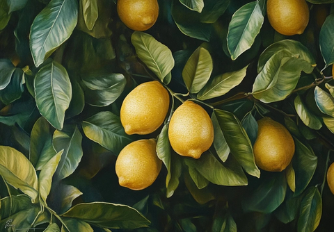 柠檬树果实与绿叶