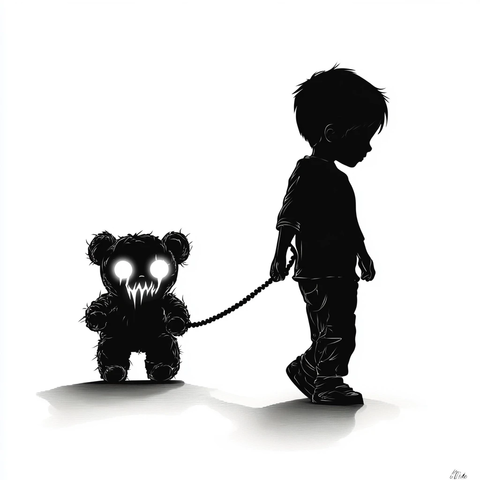 孤独小孩拖拽邪恶泰迪熊