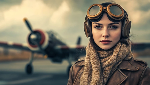 勇敢女飞行员与经典战机