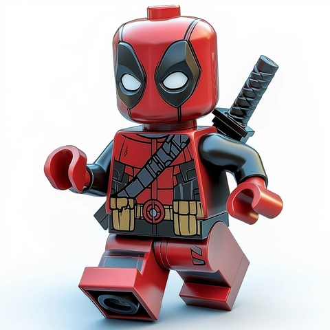 乐高死侍手持武士刀摆姿势