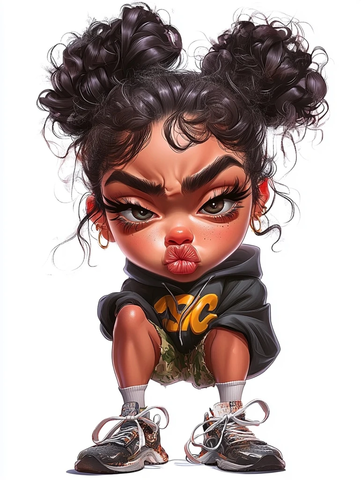 卷发女子穿宽松套装表情不悦