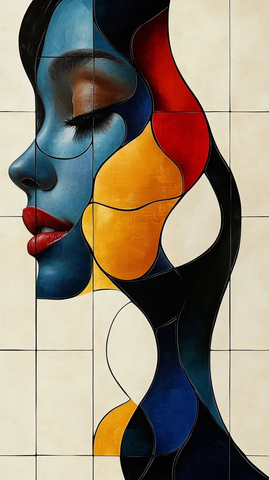 田园情侣插画抽象表达