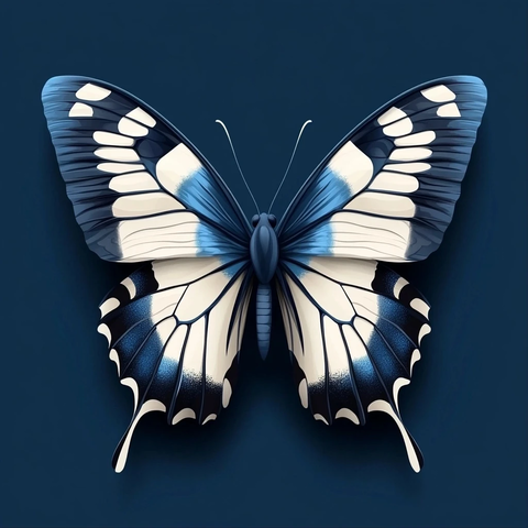 蓝色蝴蝶对称设计