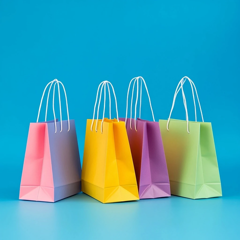 彩色购物袋装满商品