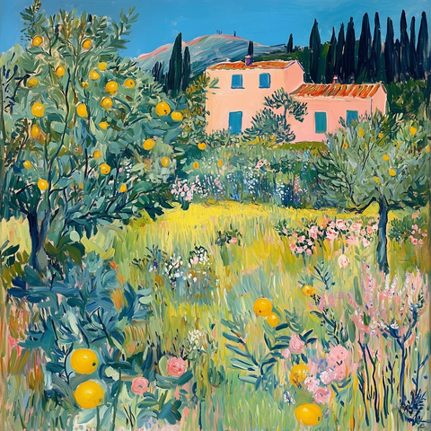 柠檬树与橙树的草地