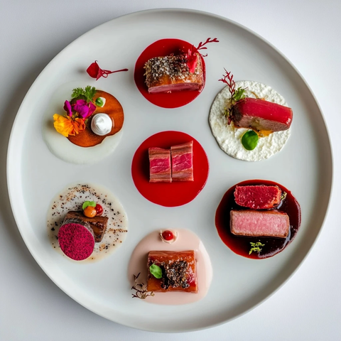 红色五道菜晚宴