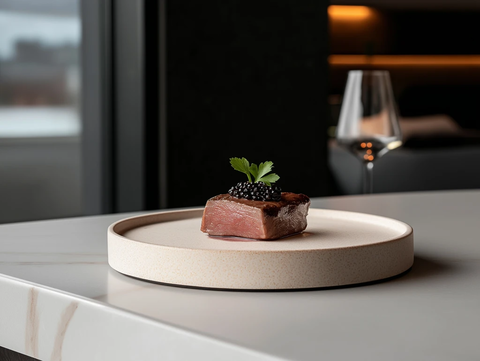 牛肉配黑鱼子酱