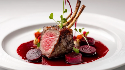 香煎羊排配红菜头酱