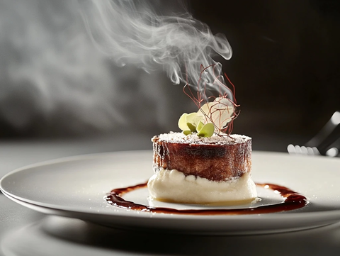 精致料理盘装美食艺术品