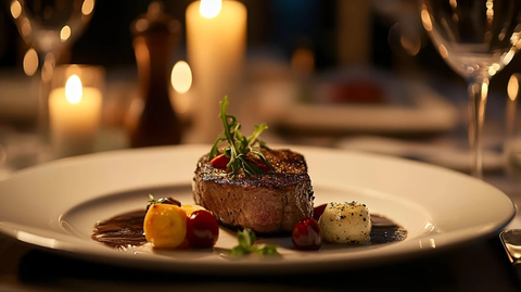 烛光晚餐与精美餐盘