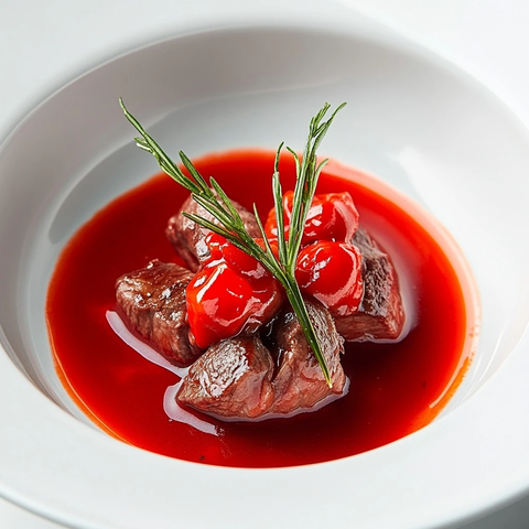 红肉红酱白瓷碗